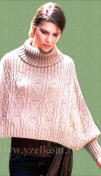 Пуловер пончо с высоким воротником