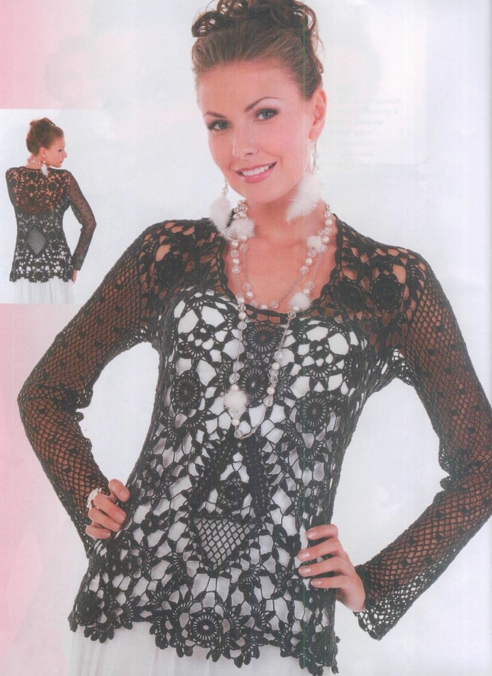 фото ажурной блузы 54 размера с гипюрными кружевами 