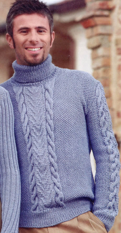 Модный мужской свитер вязаный спицами - 72 фото