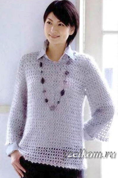 пуловер японский крючком ажурный