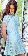 Расклешенное ажурное платье с коротким рукавом