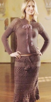 Ажурная юбка крючком и пуловер с отделкой