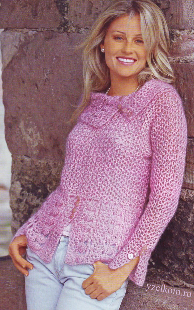 женский пуловер ажурный