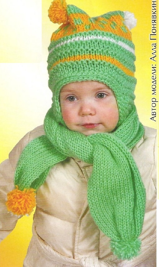 шапочка и шарфик для ребёнка связать