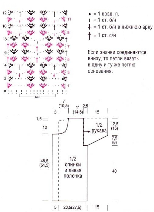 схема узор вязание кофта крючком