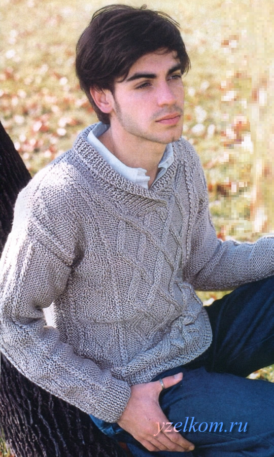 мужской свитер с рельефным узором