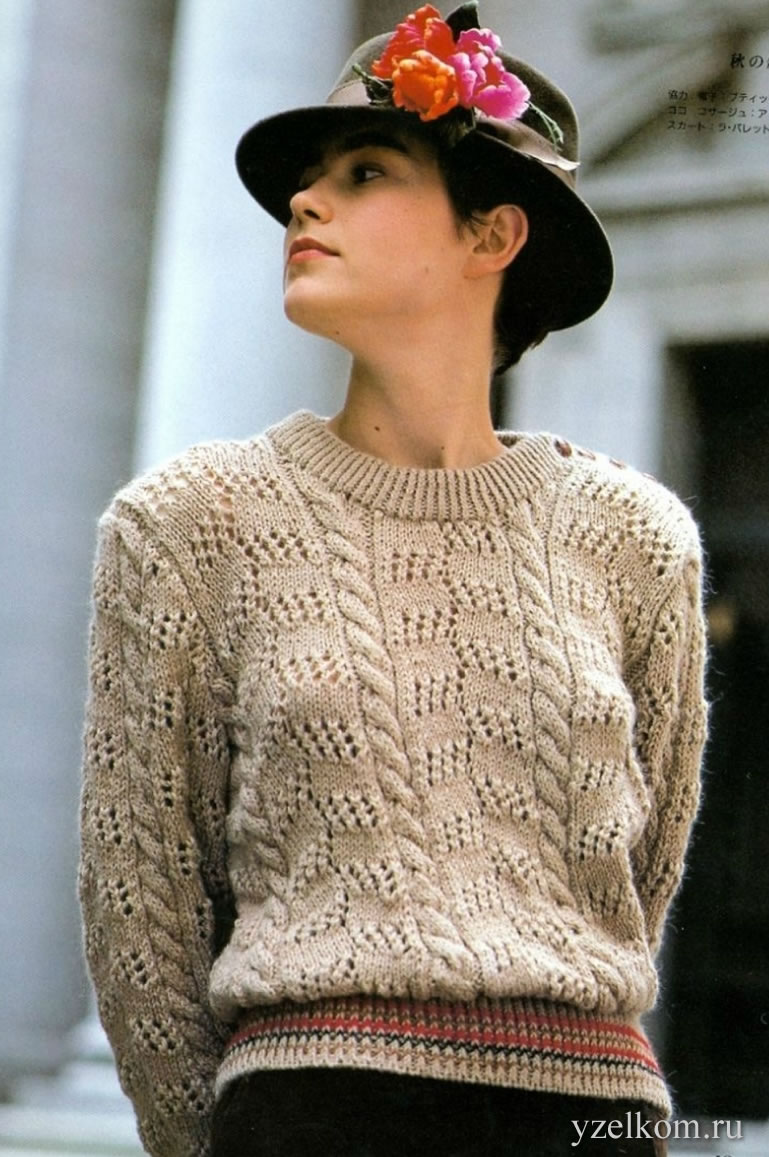 пуловер женский спицами фото